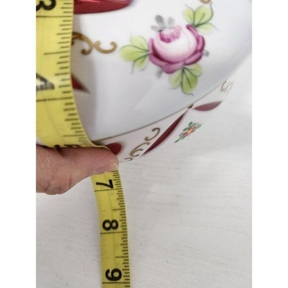 Vintage 19th Century Czech Bohemian Milk Cranberry Glass Candy Dish Bowl Lidded - Picture 9 of 10